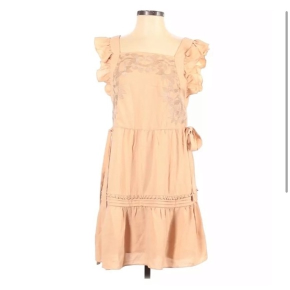 NWT Stevie May XS Blush Pink Rosy Posy Apron Dress Boho Ruffle Tiered - Picture 2 of 6